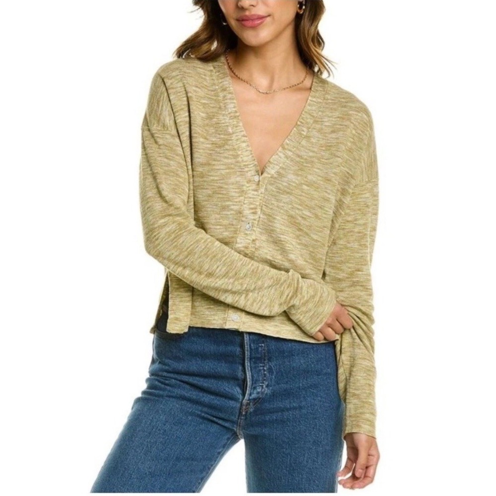 Theory Hanalee Space Dye Cardigan Linen Blend Button Up Light Sweater Size Small